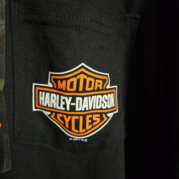 Harley Davidson NWT Black Logo Tee Shirt Manchester NH Size 2XL - Picture 3 of 6
